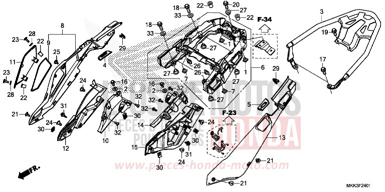 SEITENABDECKUNG/HINTERER TRAEGER (CRF1000A2/AL2/D2/DL2) von Africa Twin PEARL GLARE WHITE (NHB53HB) von 2018